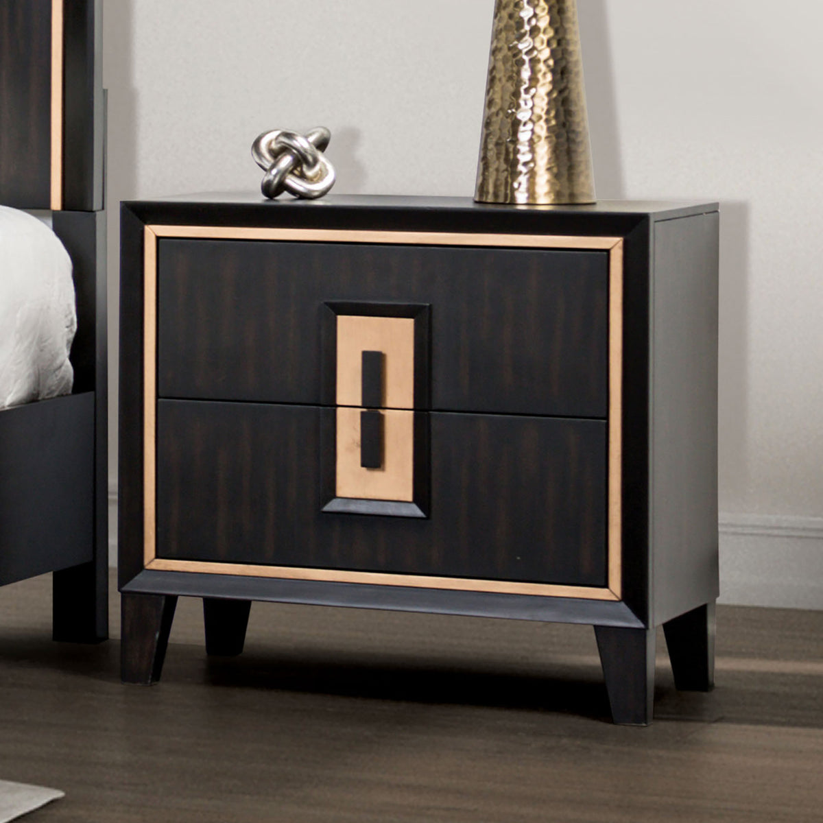 Espresso nightstand — front view