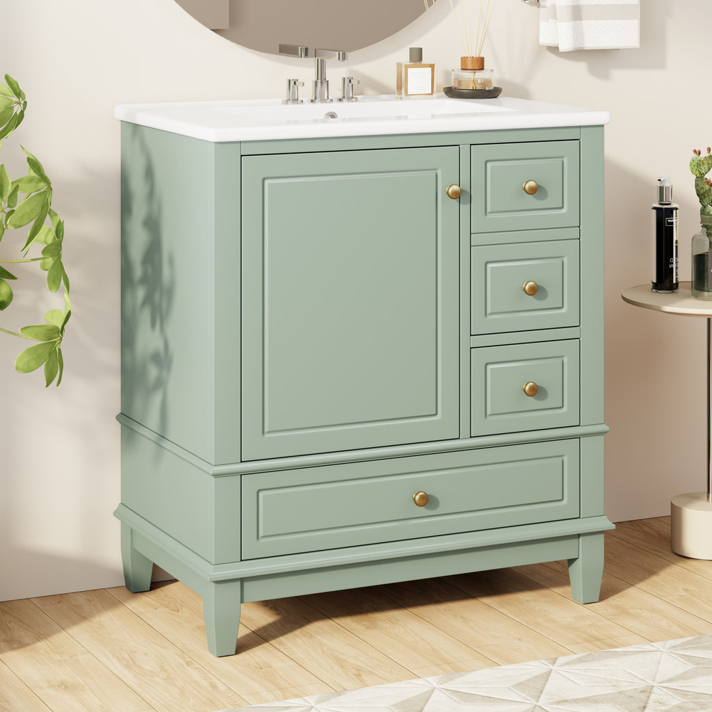 Light Green bathroom vanity — side view