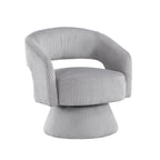 Gray accent chair — detail view