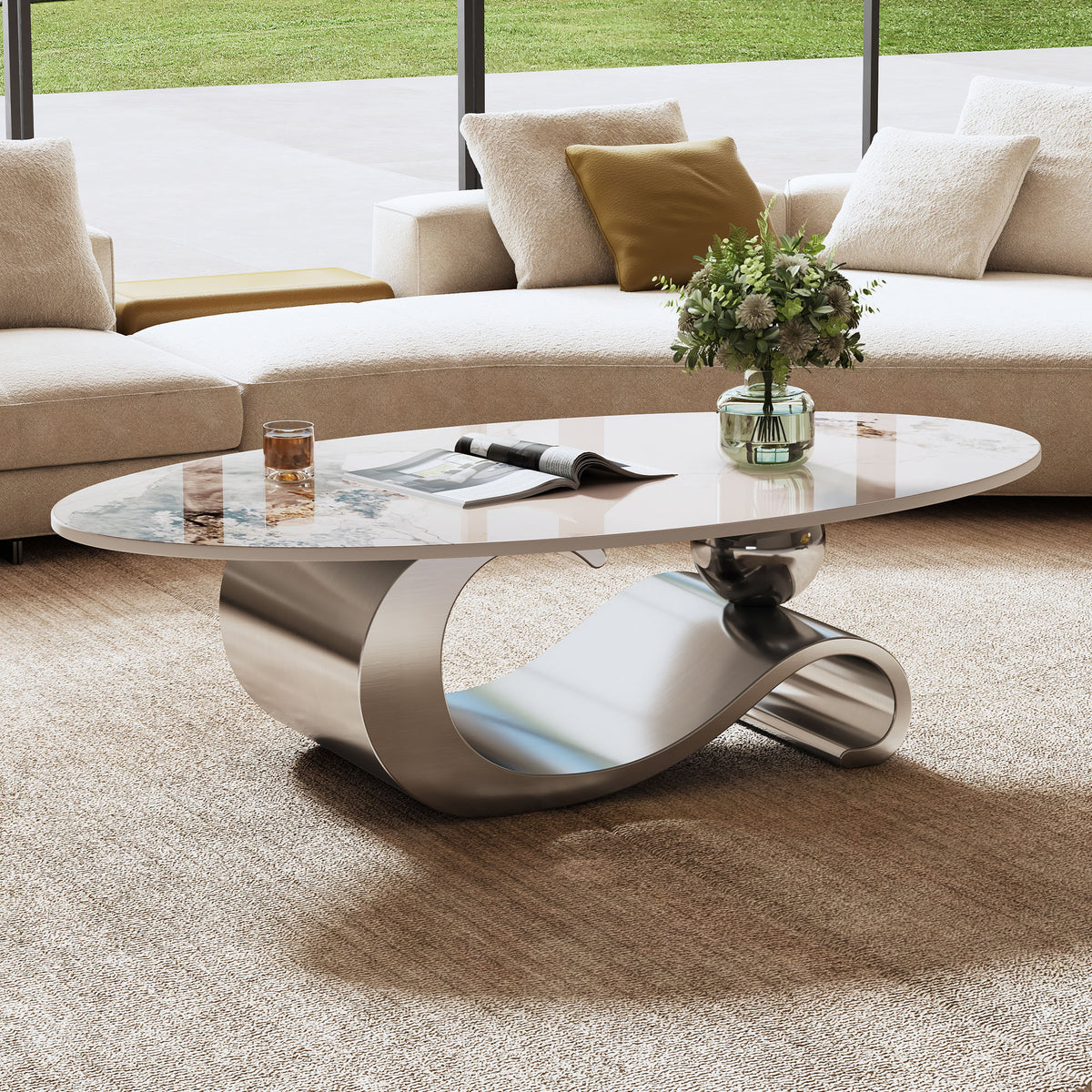Grey coffee table — front view