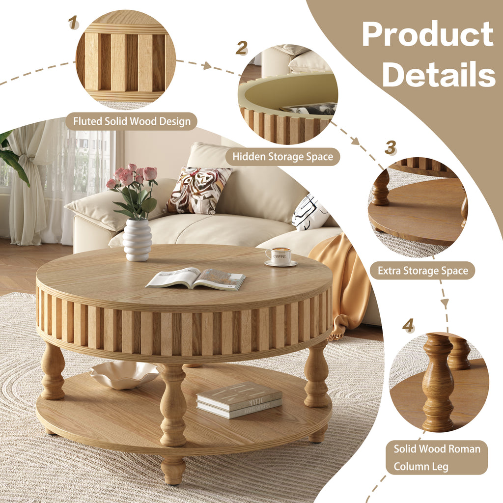 Natural Wood coffee table — side view