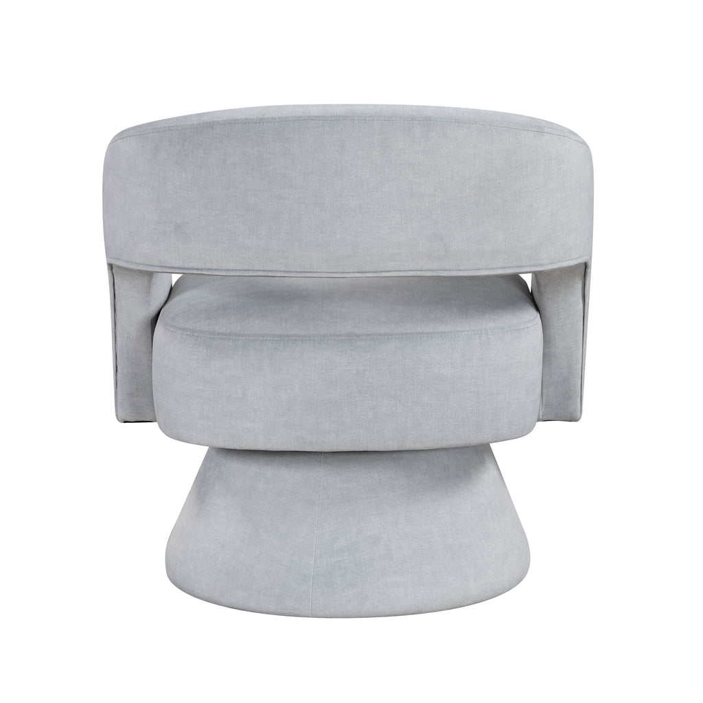 Gray accent chair — side view