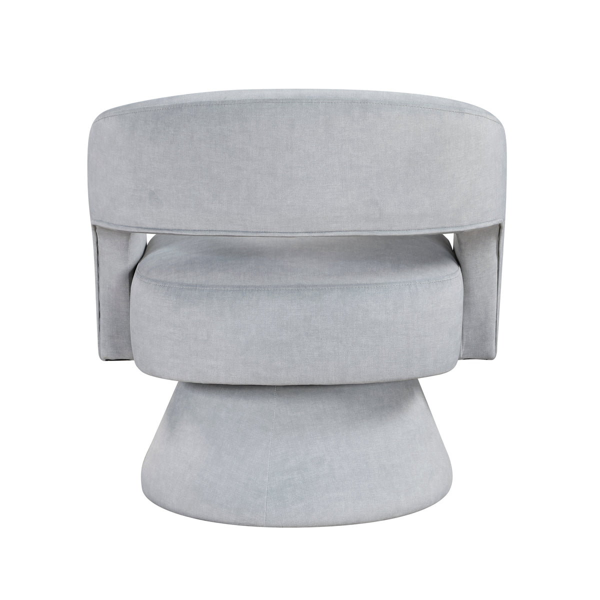 Gray accent chair — side view