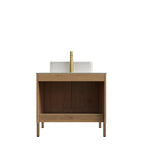 Natural Wood bathroom vanity — styled view