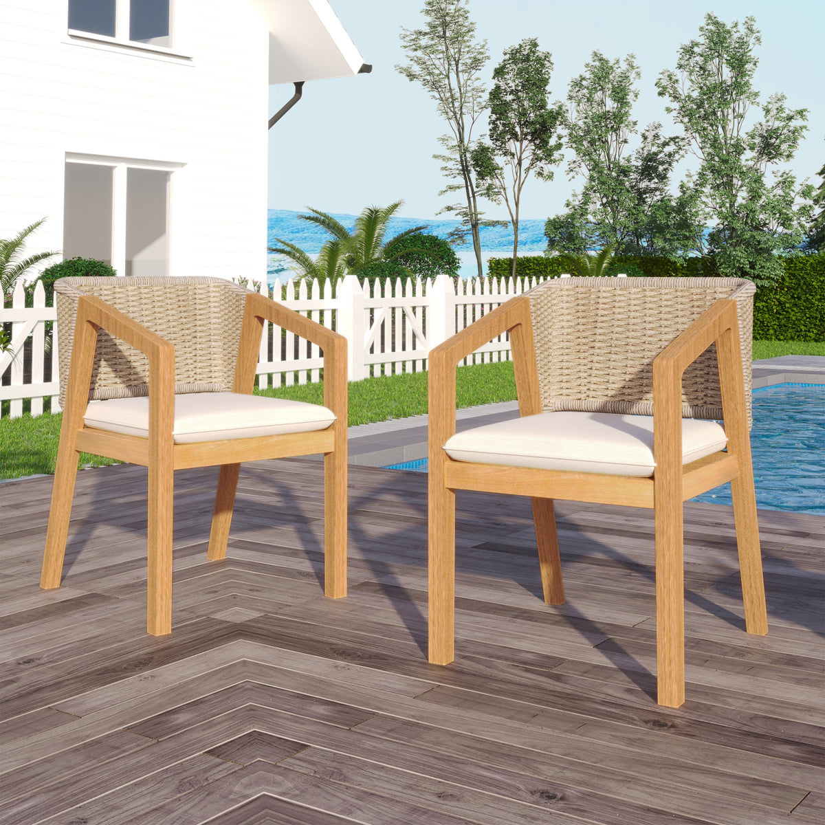 Cream outdoor chair — front view