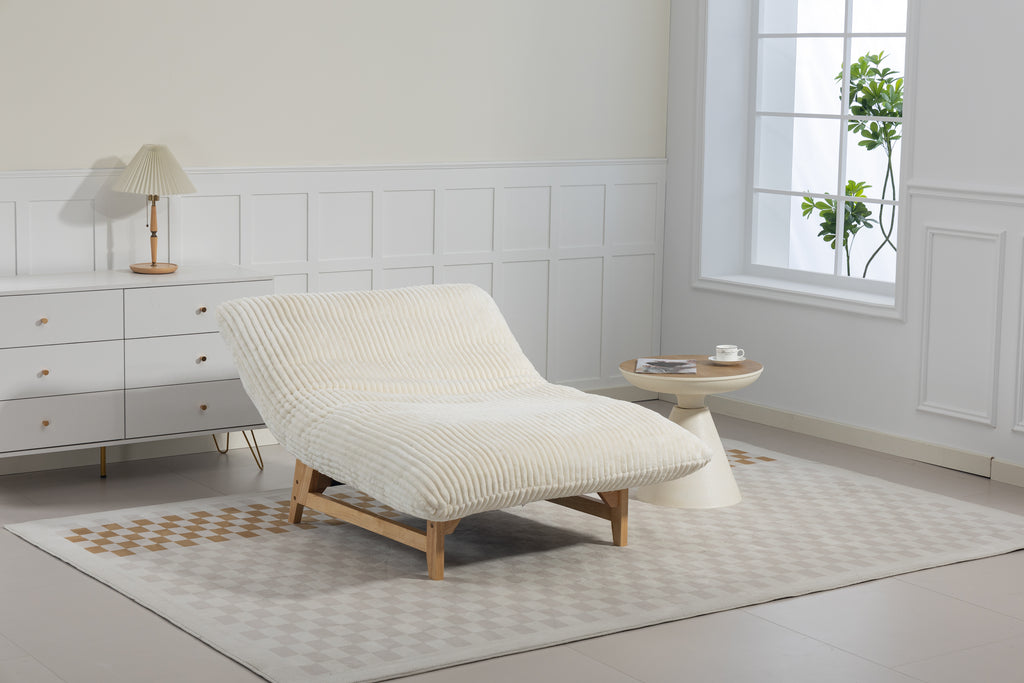 Off White bean bag chair — alternate angle