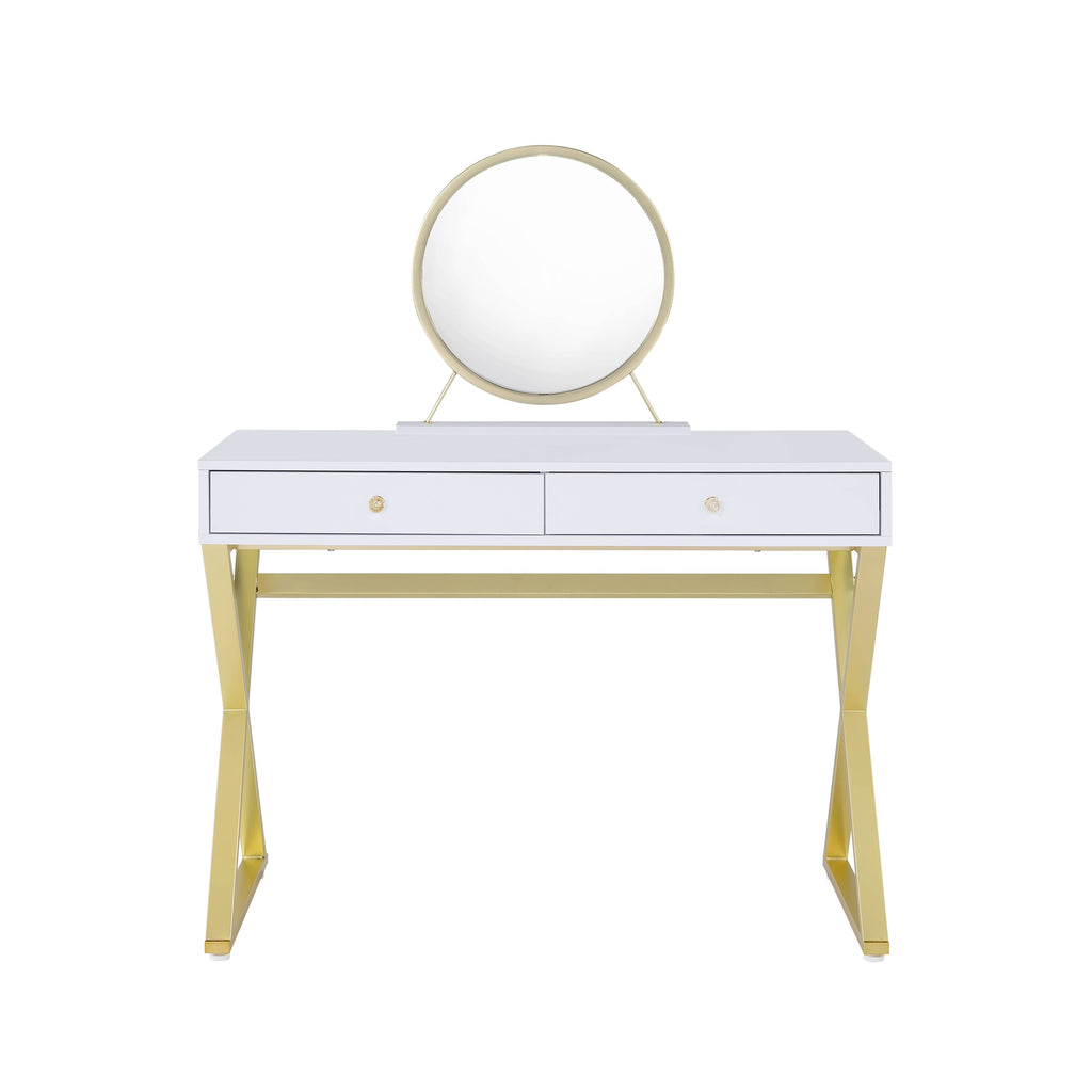 Gloss White vanity desk — detail view