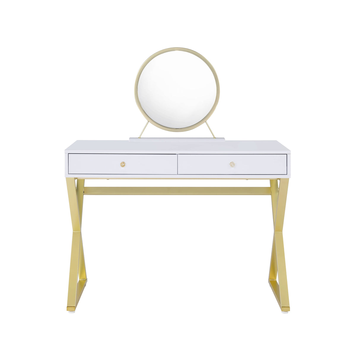 Gloss White vanity desk — detail view