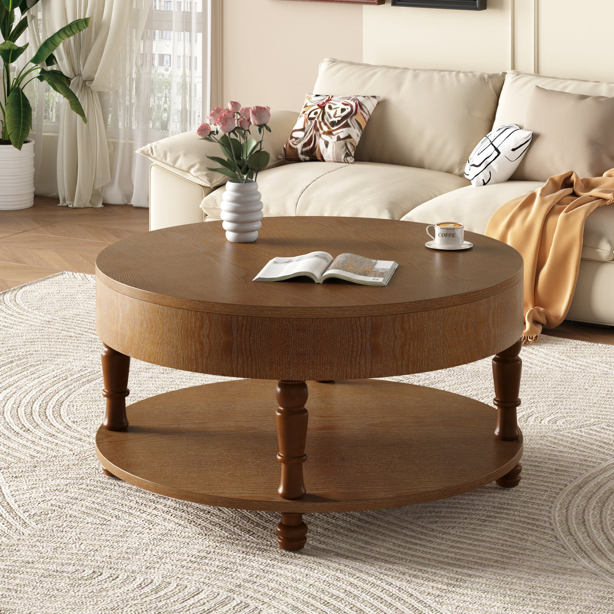 Walnut Brown coffee table — styled view