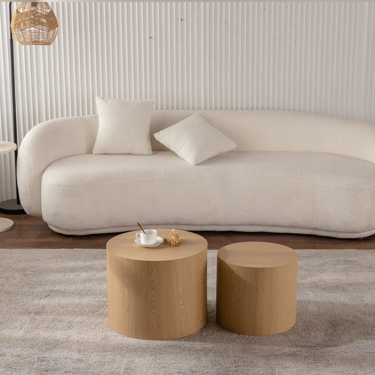 Walnut coffee table — styled view