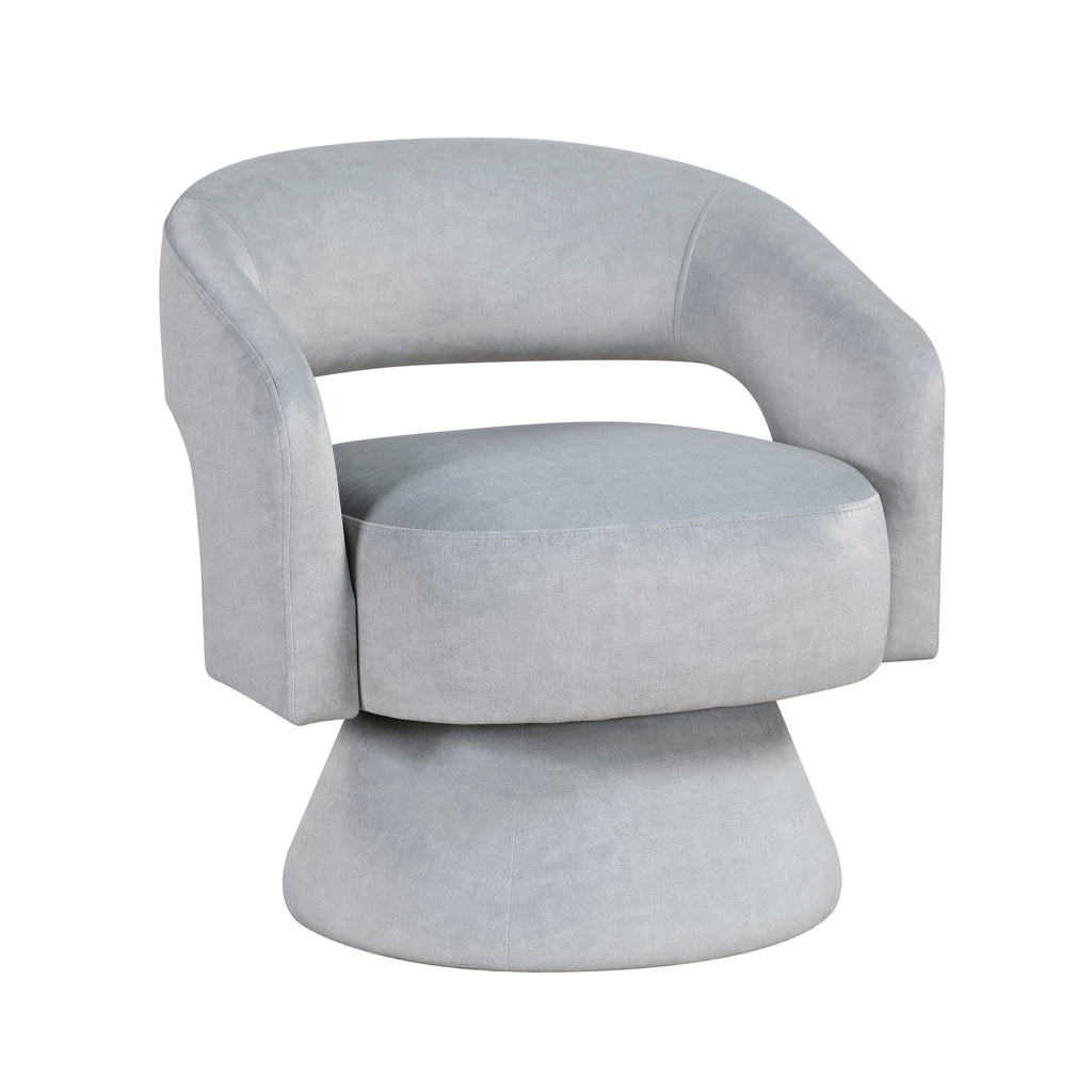 Gray accent chair — detail view