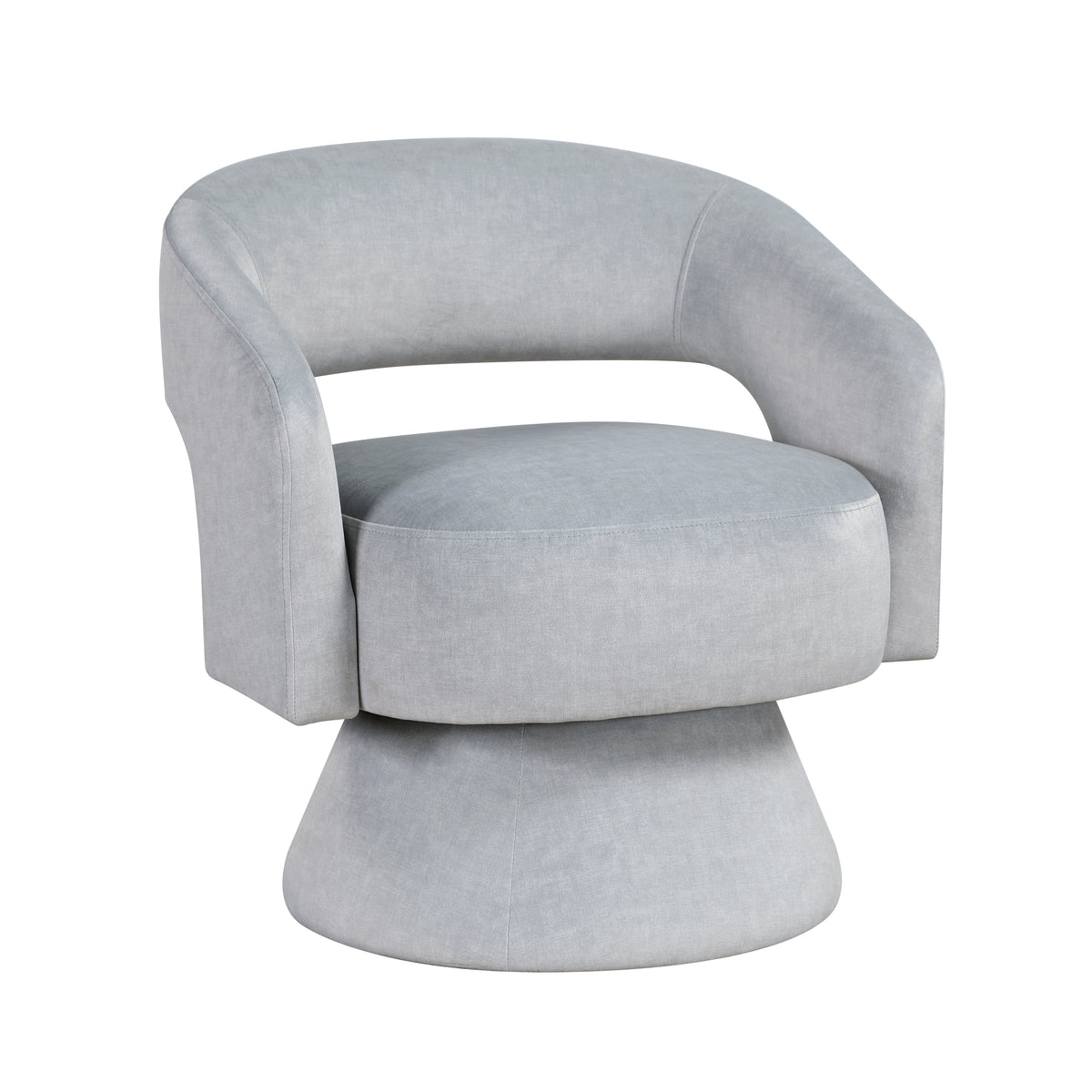 Gray accent chair — detail view