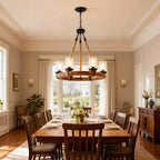Matte Black chandelier — alternate angle