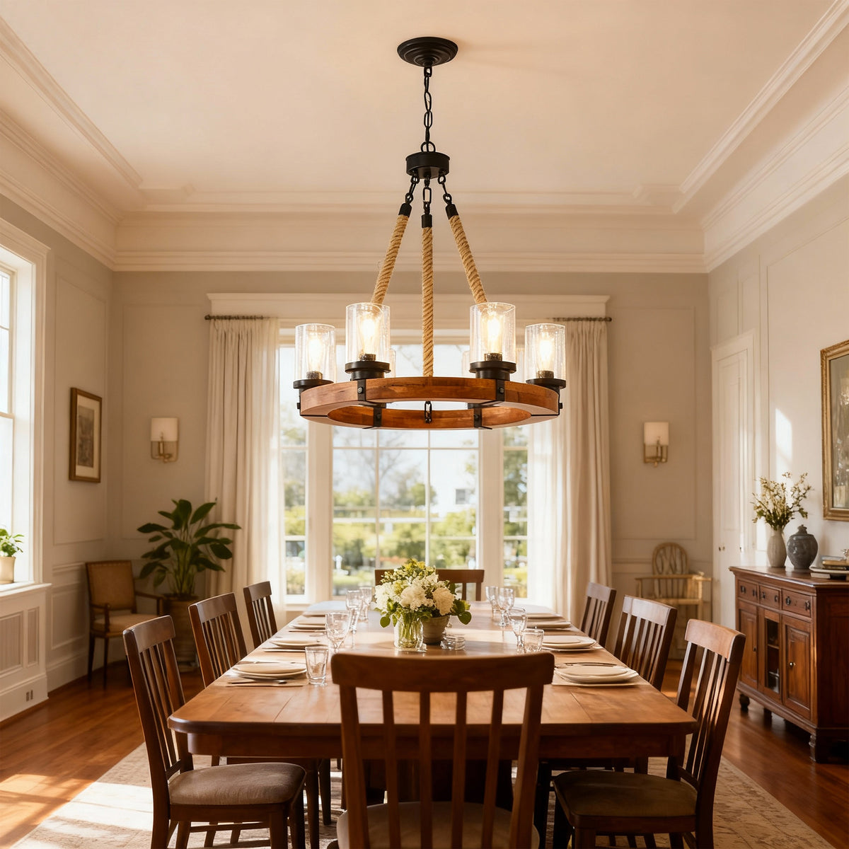 Matte Black chandelier — alternate angle
