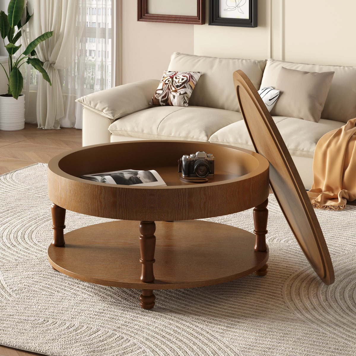 Walnut Brown coffee table — front view