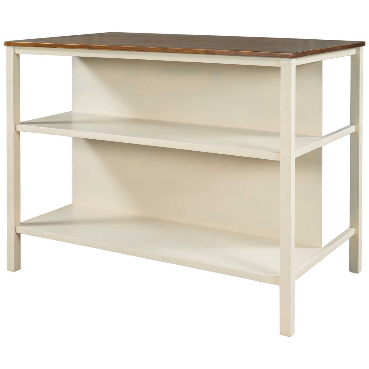 Walnut kitchen island — side view