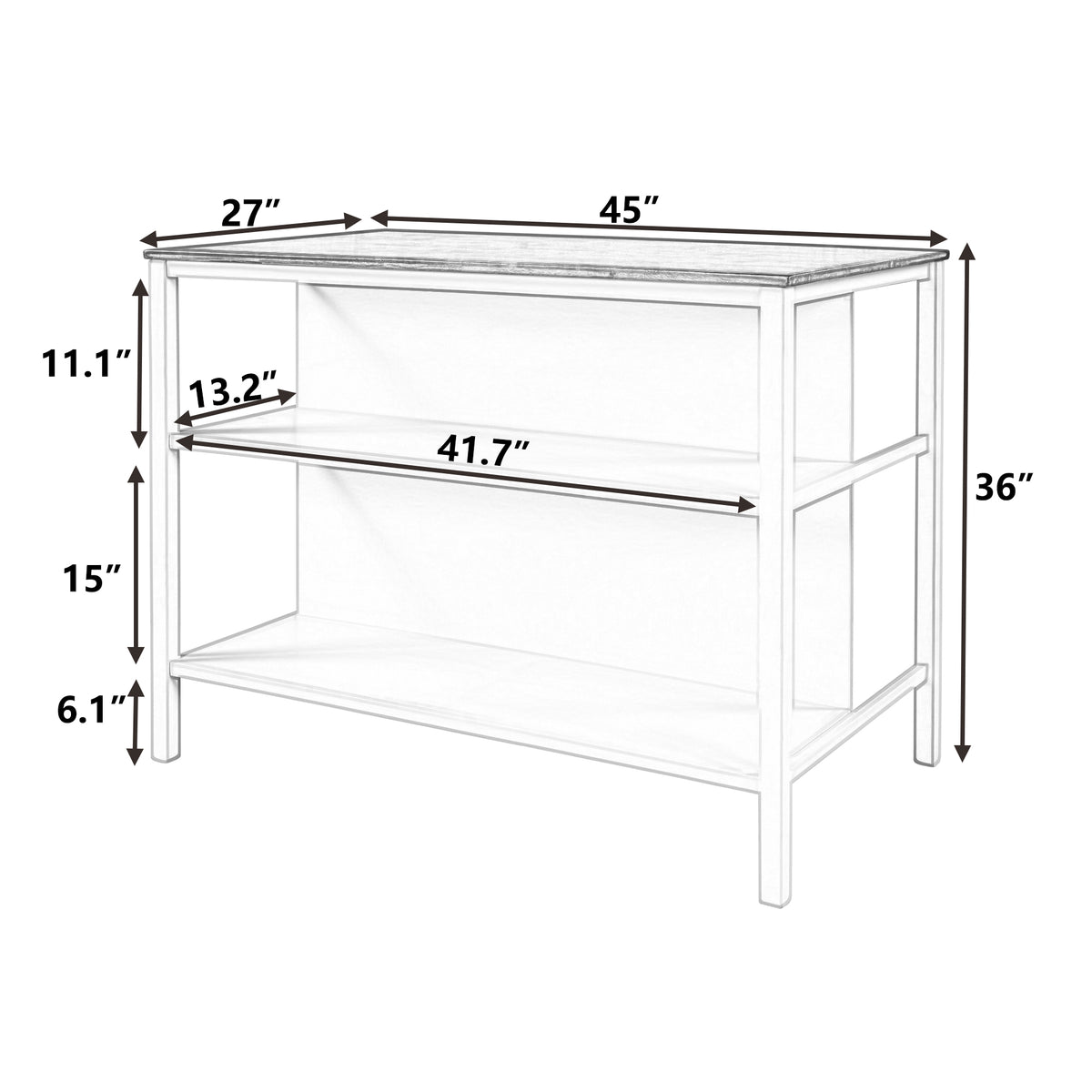 Walnut kitchen island — alternate angle