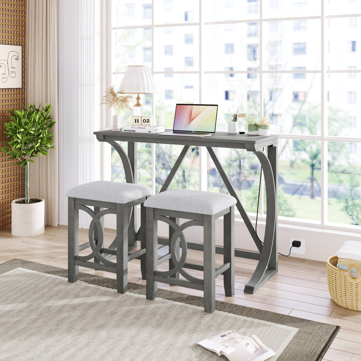 Gray dining set — detail view