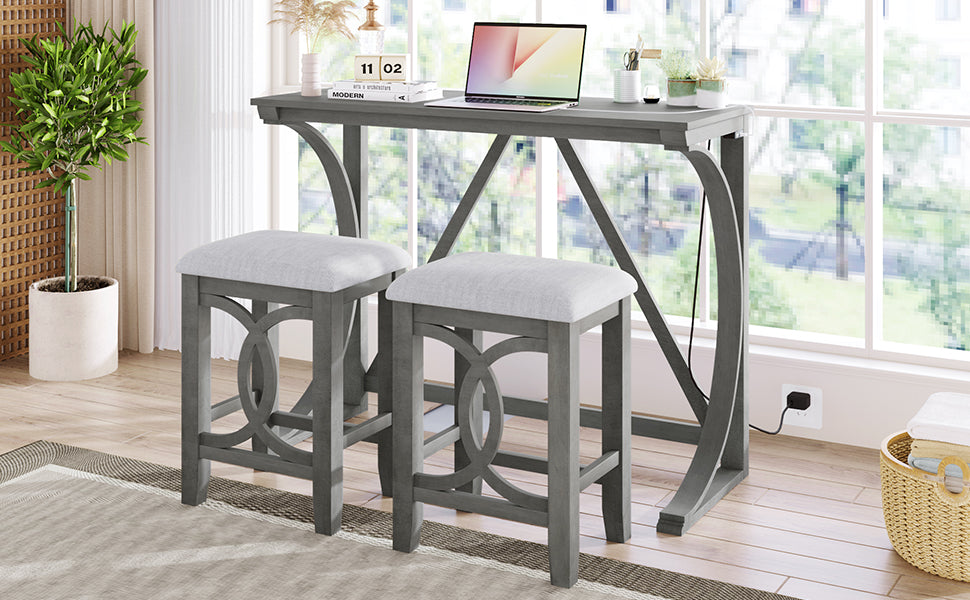 Gray dining set — front view