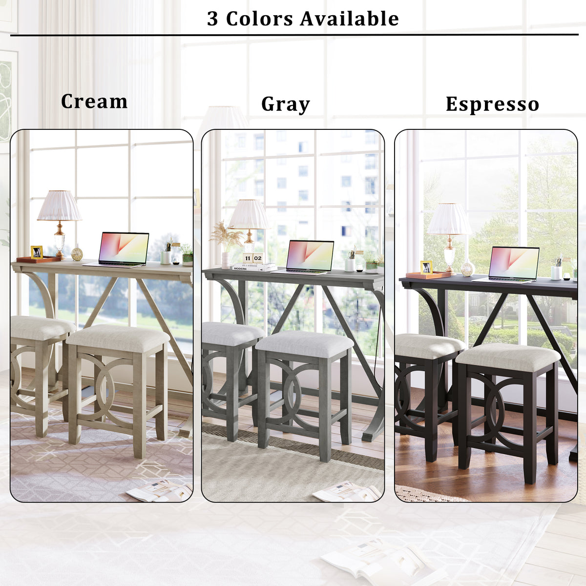 Gray dining set — alternate angle