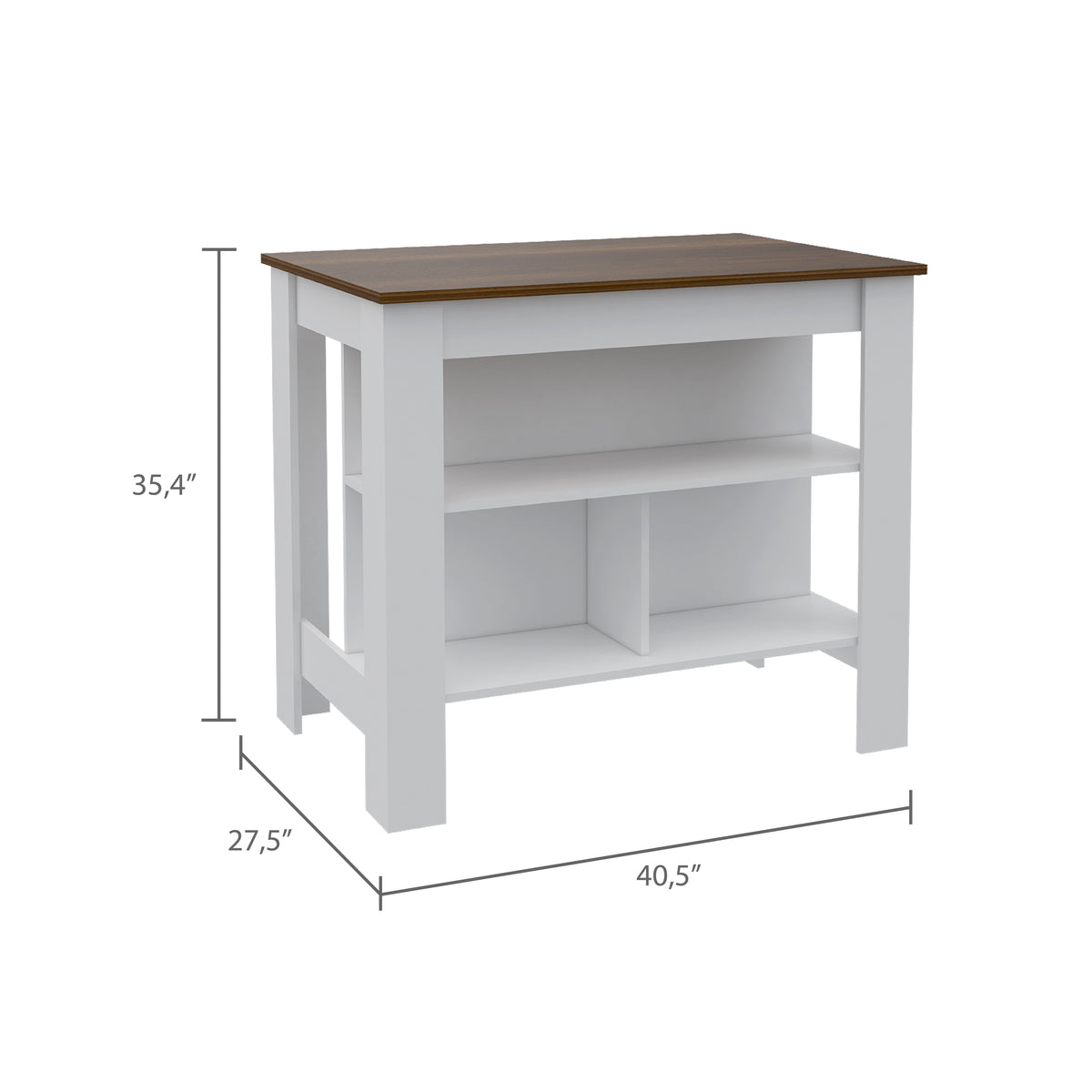 White kitchen island — styled view