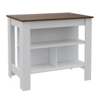 White kitchen island — front view