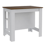 White kitchen island — detail view