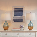 Ombre glass table lamp with blue tapered shade — product view