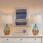 Ombre glass table lamp with blue tapered shade — product view