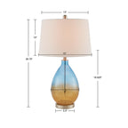 Pair of ombre glass table lamps in a bedroom setting