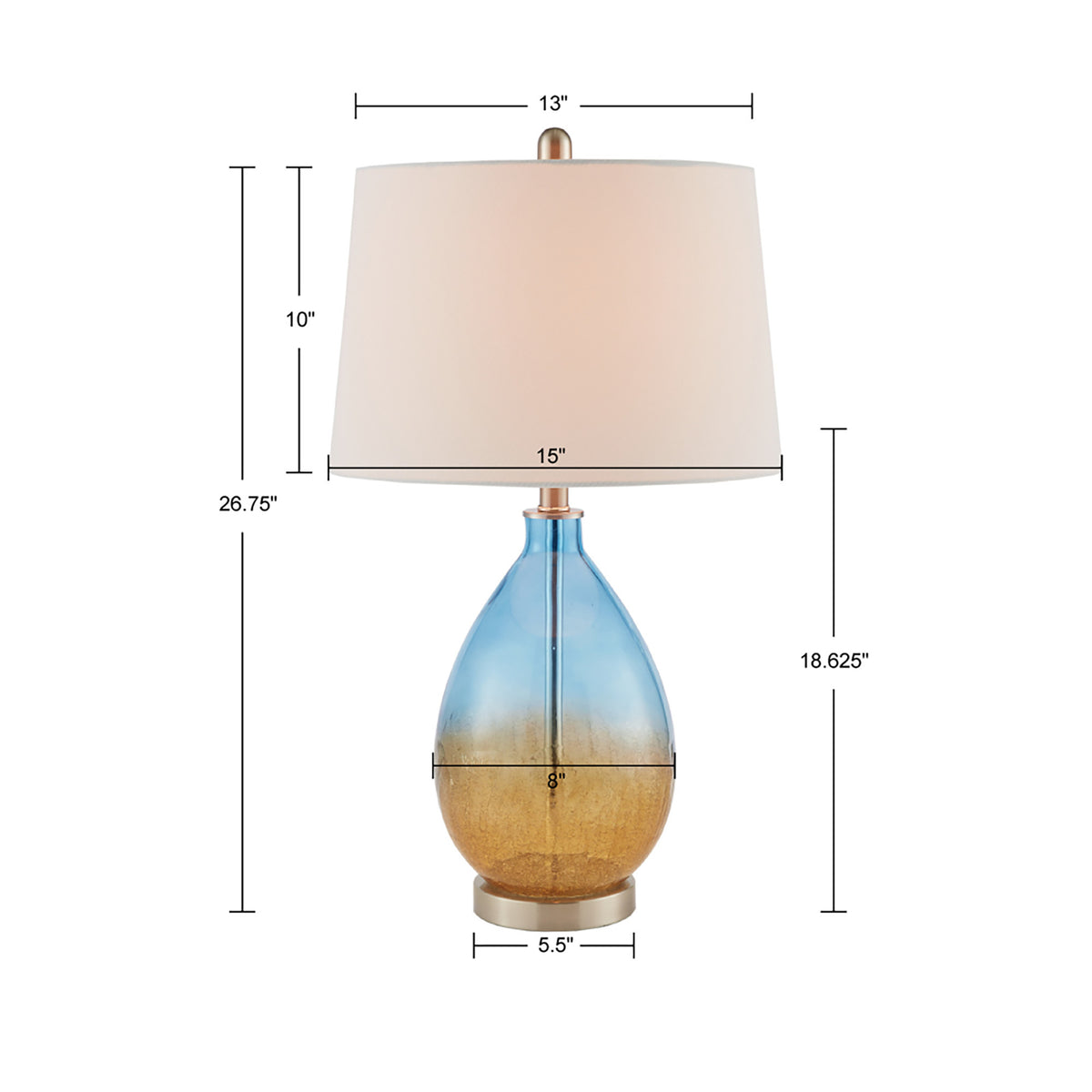 Pair of ombre glass table lamps in a bedroom setting