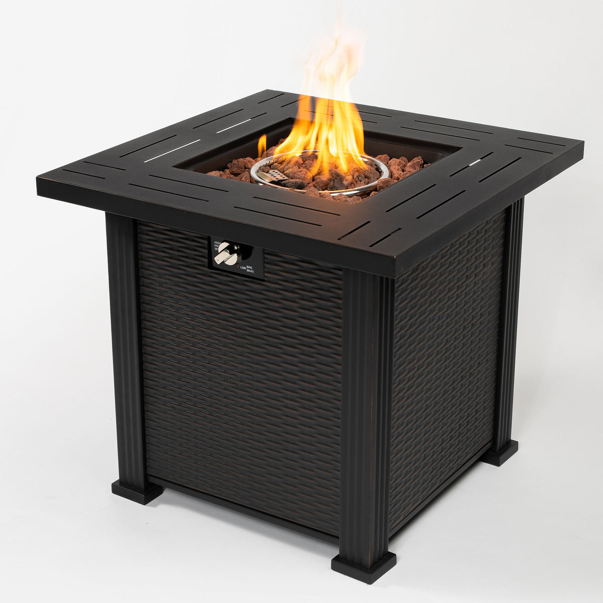 Black Brown patio heater — side view