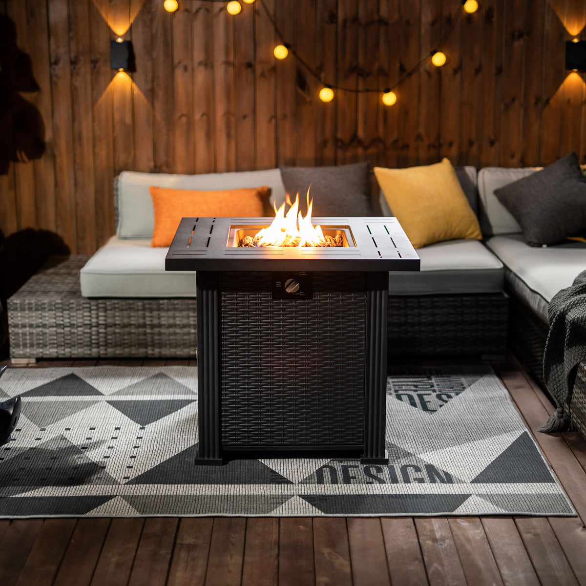 Black Brown patio heater — detail view
