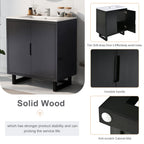 Black bathroom vanity — alternate angle