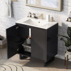 Black bathroom vanity — front view