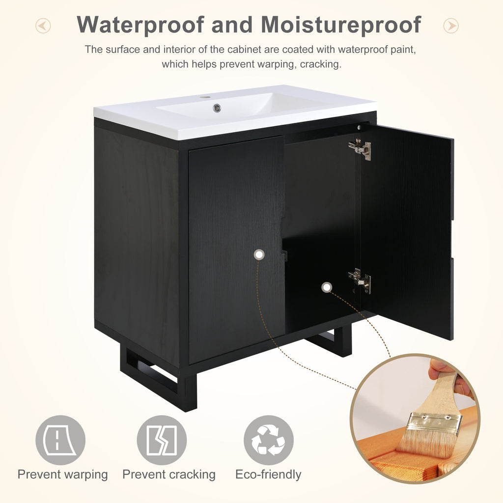 Black bathroom vanity — side view