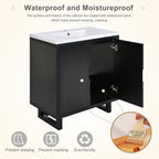 Black bathroom vanity — side view
