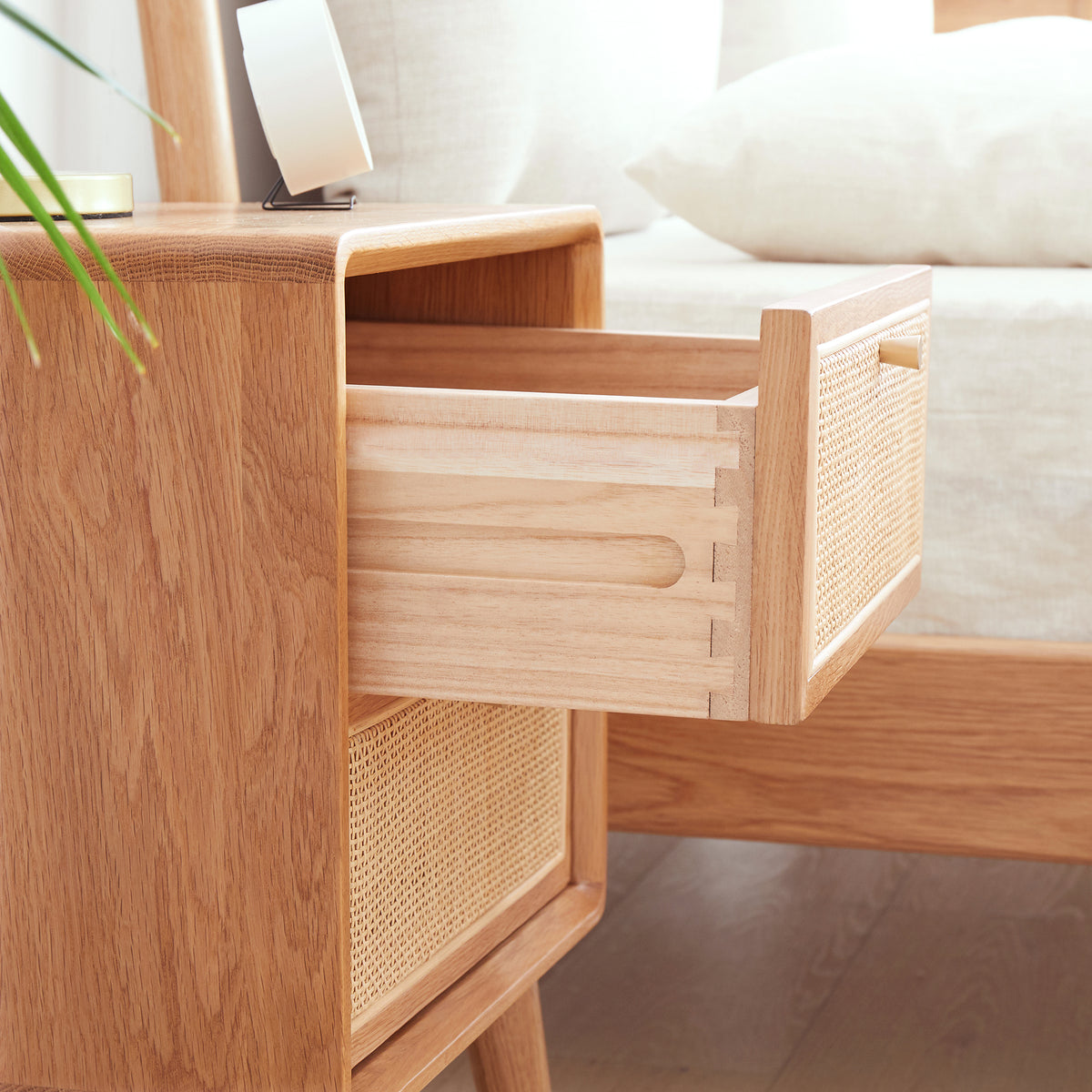 Natural nightstand — detail view