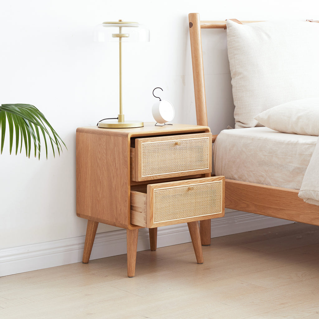 Natural nightstand — side view