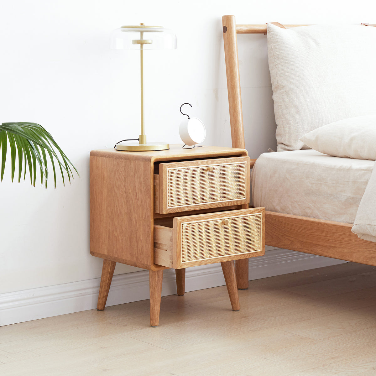 Natural nightstand — side view