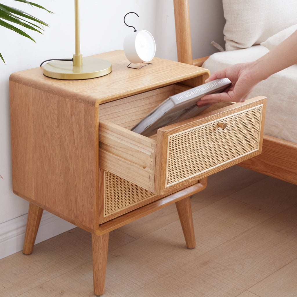 Natural nightstand — styled view