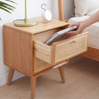 Natural nightstand — styled view