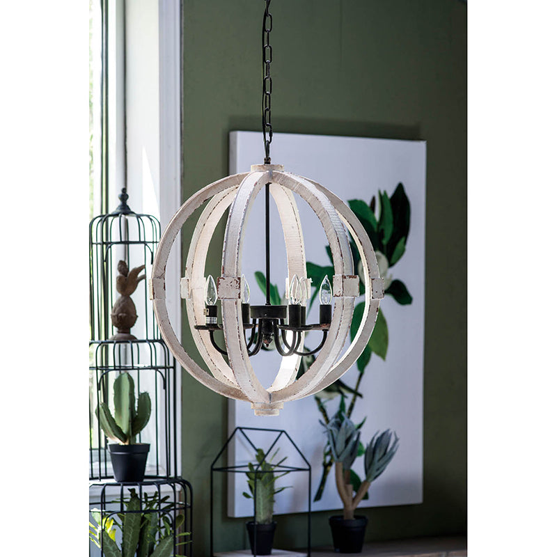 White chandelier — alternate angle