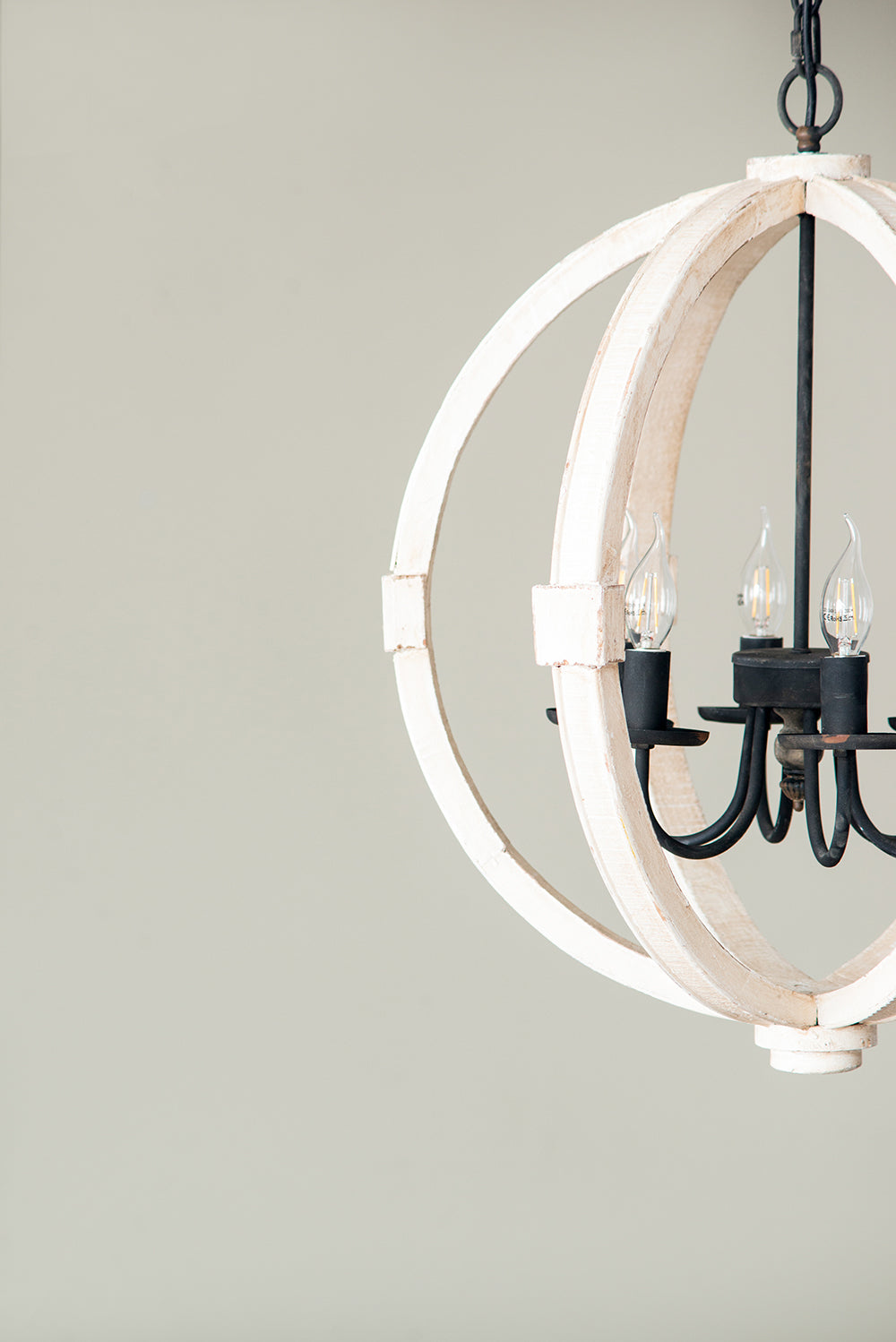 White chandelier — detail view