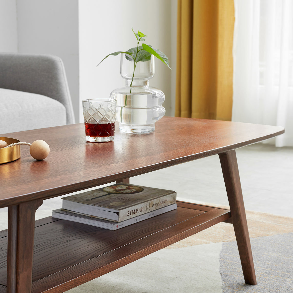 Walnut coffee table — front view