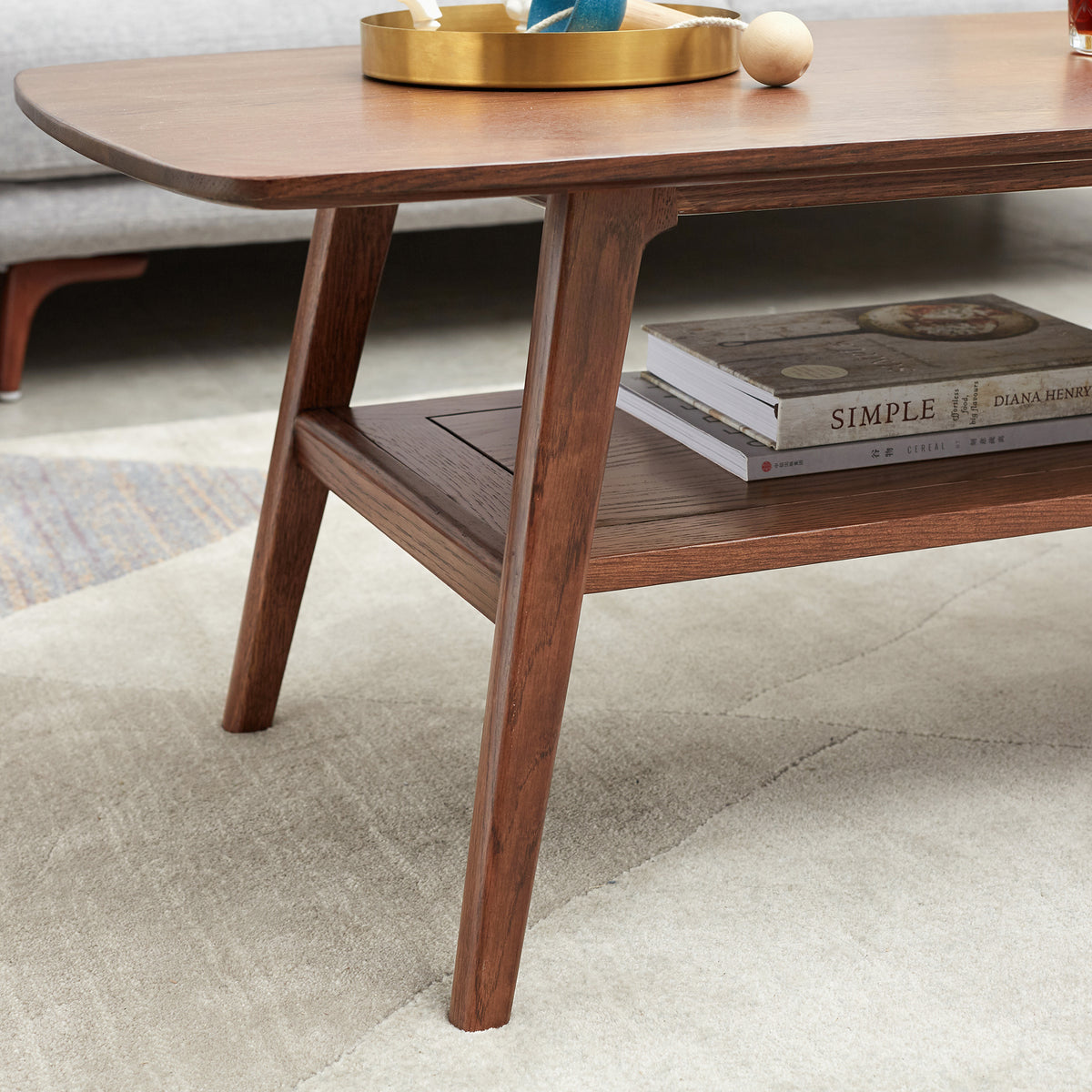 Walnut coffee table — detail view