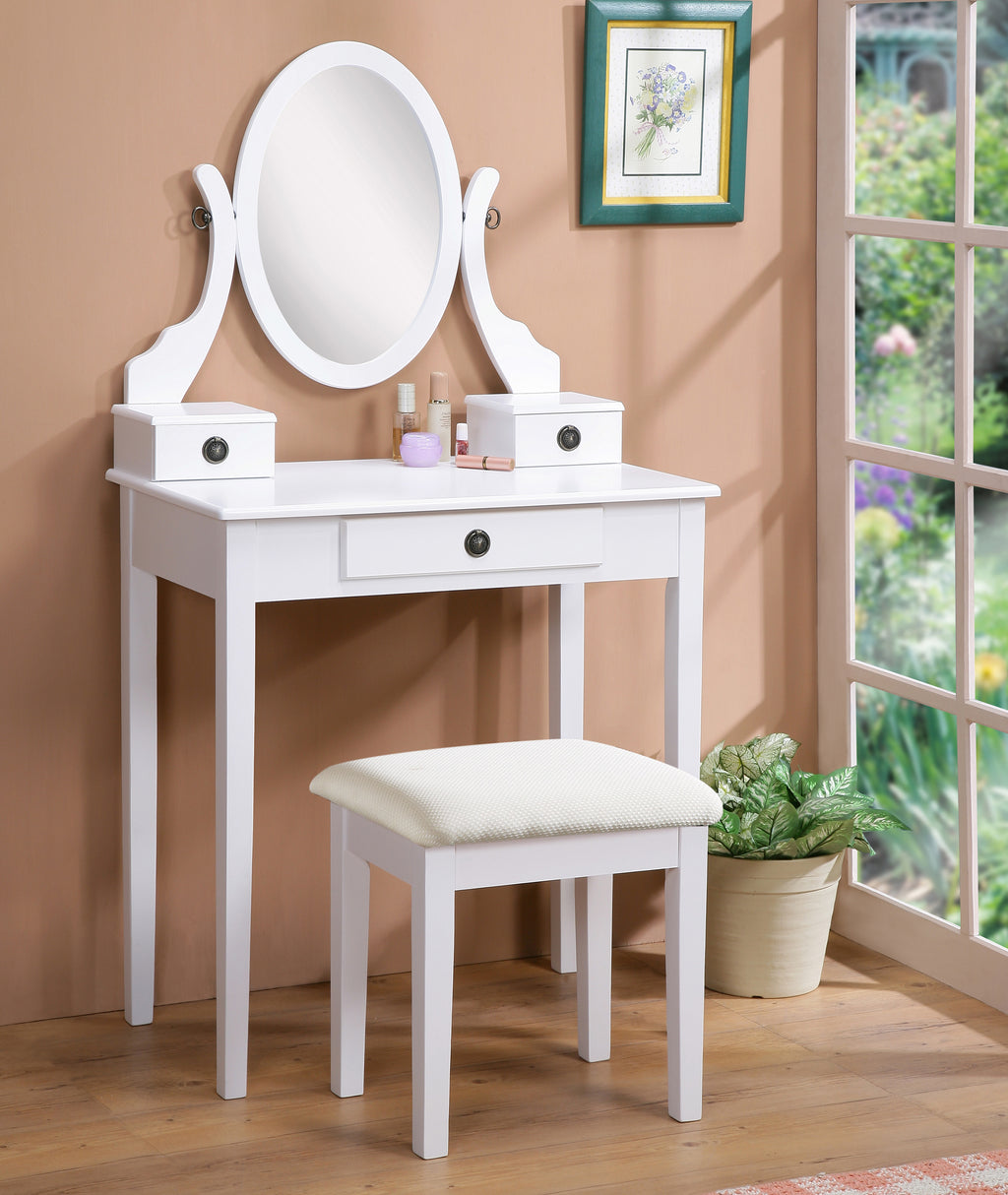 White vanity desk — detail view