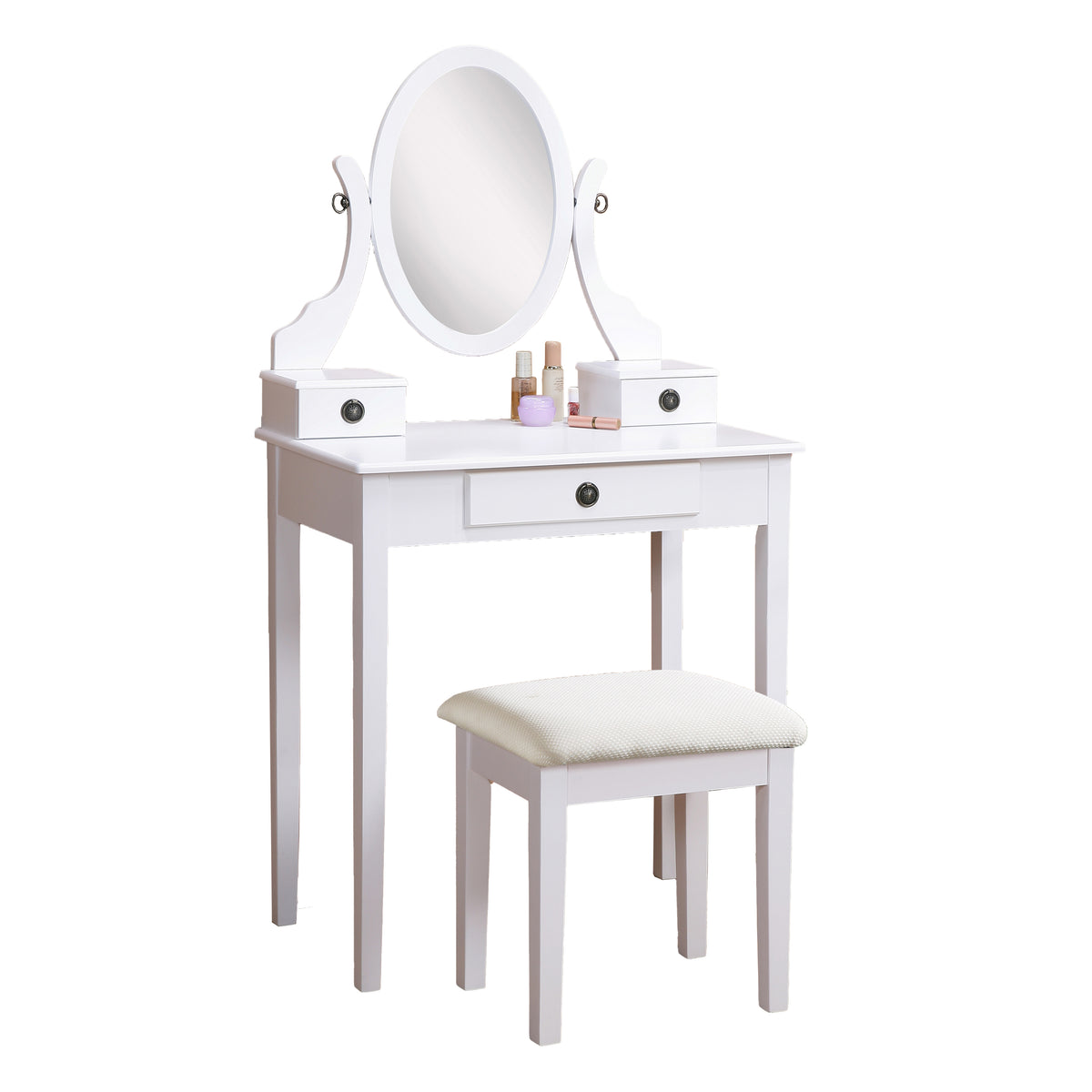 White vanity desk — side view