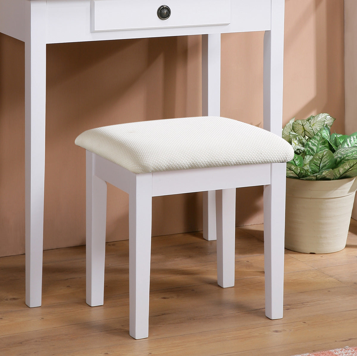 White vanity desk — alternate angle