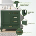 Green bathroom vanity — side view